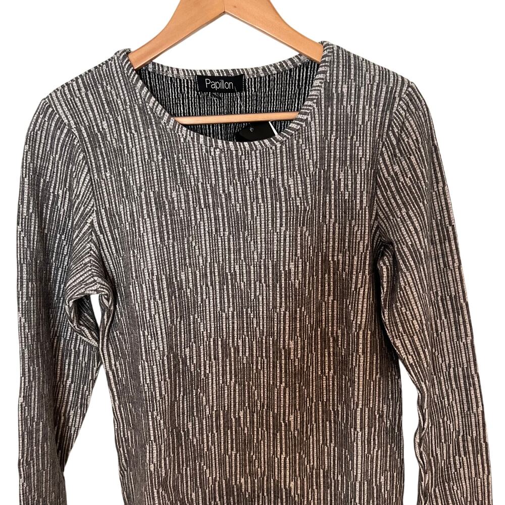 NEW Papillon Textured Liner Print Sweater Dress Grey Size Large - Picture 4 of 16